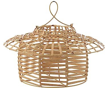 J-Line Windlicht Hängende Niedrige Rattan Natur