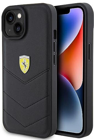 Ferrari FEHCP15SRDUK Hülle für iPhone 15 6.1 Schwarz hardcase Quilted Metal Logo