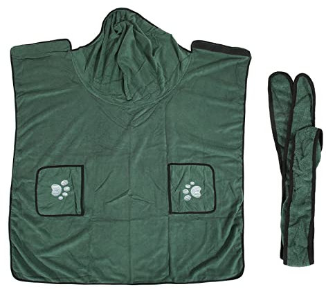 Hundebademantel-Handtücher Zum Trocknen von Hunden, Hundemantel Zum Trocknen, Saugfähiges Hundehandtuch, Superweicher und Schnell Trocknender Hundemantel, Verstellbares Halsband und Taille,(XL)