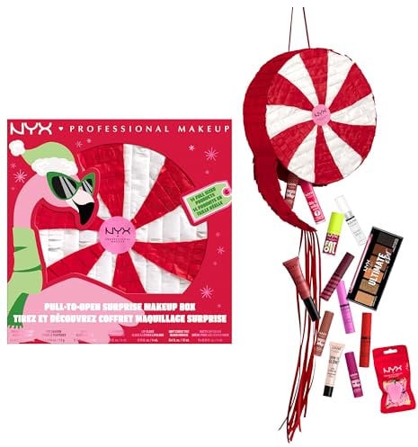 NYX Professional Makeup Box Pull to Sleigh, 14-teilige Überraschungsbox zum Öffnen per Kordelzug, Holiday Limited Edition, Adventskalender
