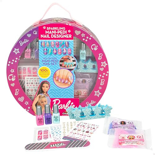 Colorbaby Barbie 48428 - Set per manicure e pedicure, con smalti, lime, adesivi e decalcomanie, separatore di dita, kit di bellezza per ragazze + 8 anni