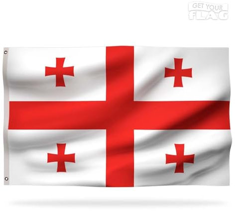 Premium Georgien-Flagge 150 x 90 cm – langlebige, hochwertige georgische Flagge mit 2 Metallösen
