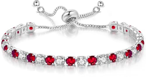 Suyi Tennis Bracelet Birthstone Cubic Zirconia Bracelet Silver Silder Bracelet Birthday Jewellery
