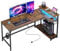 Bestier 147CM L-Shaped Desk with Power Outlets & LED Lights, Reversible Corner Computer Desk with Shelves & Hooks for Home Office or Bedroom Study