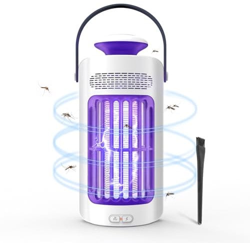 4000mAh Lampe Anti Moustique,Juste Anti Moustique,USB Extérieur Rechargeable avec Batterie Rechargeable, Moustique avec Crochet Camping, Jardin, Balcon, Pêche et Chambre à Coucher