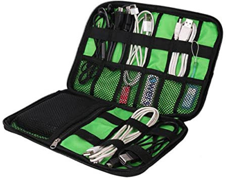 Yardenfun Borsa Portacavi A 2 Strati Per Elettronica Organizer Per Cavi Accessori Per Telefono Custodia Da Viaggio Digitale Verde