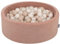 KiddyMoon Piscine À Balles pour Bébé Velours Rond 90X30cm/200 Balles 7Cm Fosses À Boules Jouet Enfant, Rose des Sables: Beige Pastel/Blanc/Perle