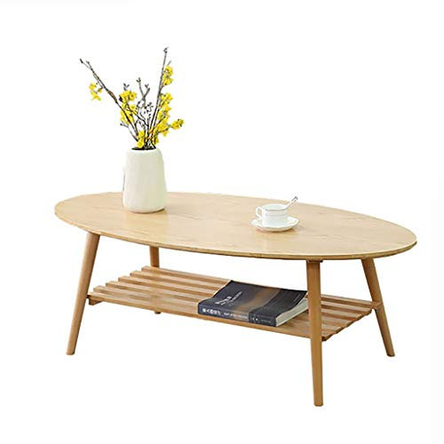 Modischer Esstisch, Couchtisch, japanischer doppellagiger ovaler Massivholz-niedriger Tisch, Kleiner Apartment-Multifunktions-Gummiholz-Freizeittisch