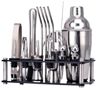 Cocktail Making Kit Mixing Spoon 20 Pieces Bartender Kit Stainless Steel Premium Shaker Barware Set for Home Party Cocktail Shaker Set Boston Shaker
