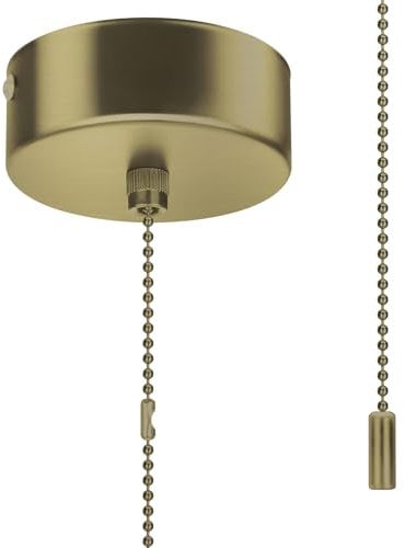 Niaazi Pull Cord Light Switch Bathroom, Ceiling Mounted Antique Brass Chain Kit Ceiling Pendant Light Pull Switch Fitting Replacement for Stylish Bathroom Accessories 150cm(Gold)
