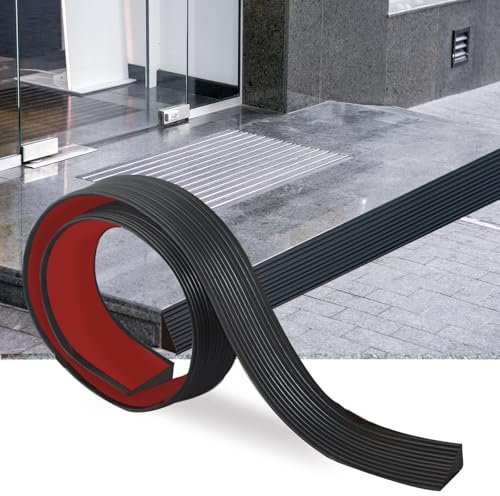 LANZLC Türschwellenrampen, 100x5.5x1.6cm Schwellenrampe Rollstuhlrampe, Auffahrrampe Gummirampe, Silikon Schneidbar Rampe Türschwelle, Übergangsprofil Selbstklebend für Türen, Einfahrten, Badezimmer