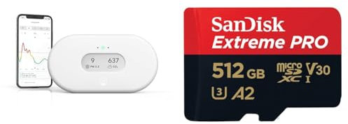 Airthings 2960 View Plus - Radon and Air Quality Monitor with PM 2.5, CO2, VOC & SanDisk 512GB Extreme PRO microSDXC card + RescuePro Deluxe, up to 200 MB/s