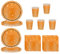 60 Pcs Orange Party Tableware Set - Sparkling Orange Paper Dinnerware Kit for Thanksgiving, Birthday, Autumnal Party