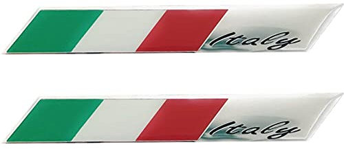HiyyFloy Autocollants Drapeau Italien pour Voiture, 2 Pièces, Autocollants 3D pour Carrosserie en Aluminium, Décoration De, Accessoires De Style Automobile