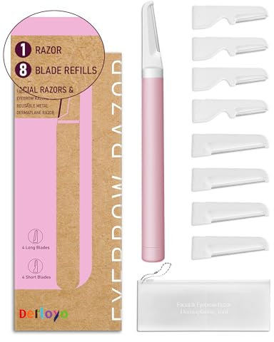 Dermaplane Rasierer, Augenbrauenrasierer mit 8 Klingen, Peeling-Dermaplaning-Werkzeuge für Damen und Herren, Gesichtshaarentfernung für Frauen, Augenbrauen-Trimmer, Rasierer mit Sicherheitsabdeckung,