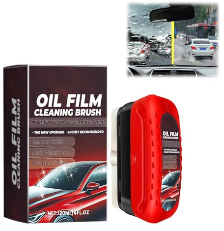 Film Oléophobe pour Vitres D'automobiles,120ML Dissolvant D'huile de Pare-Brise,Automotive Oil Film Cleaning Brush,Brosse de Nettoyage de Film D'huile Automobile Multifonctionnelle,Enlever Taches