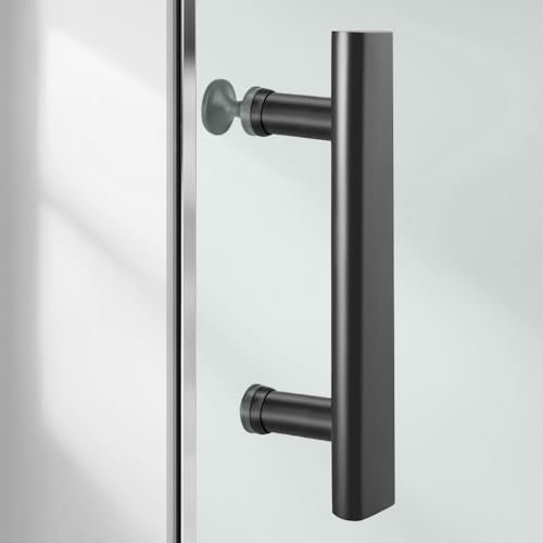 Shower Door Handle 145mm Hole to Hole Stainless Steel Door Handle Replacement Shower Door Handles with Plastic Knobs for Shower Enclosures Room Sliding Push Pull Glass Door, 1 Pack