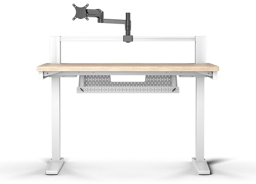 Corsair Platform:4 – 120cm x 76cm, Fixed Height, Standing Computer Home Office Gaming Desk, Cable Management, USB Ports, Monitor Arm Included – White Pine Stain