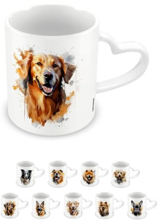 Pyramid International, Golden Retriever Mug, Coffee and Hot Chocolate Ceramic Mug, Heart Shaped Handle, Love My Dog Collection, 11oz / 315ml, One Size, White