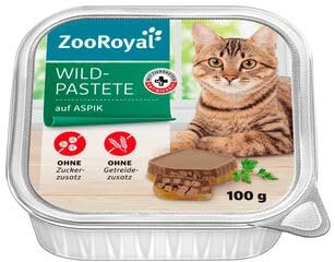 ZooRoyal Katzenfutter Wildpastete auf Aspik, 16er Pack (16 x 100g)
