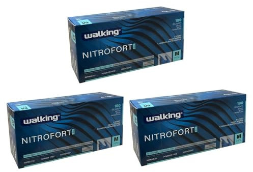 Guanti Nitrile WALKING NITROFORT BLU Riusabili Taglia M - 7.2 g- 300 PZ