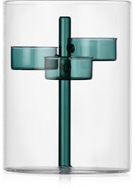 Ichendorf Milano Tealight 3 Candele, Petrolio, Collezione Iris, H15,5 cm, Vetro Borosilicato, Fatto a Mano