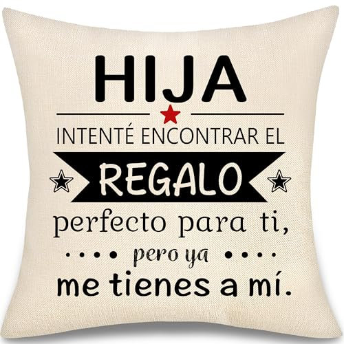 Hija Intenté Encontrar Funda de Cojín Regalos para Mujeres Chicas de Mamá Papá Regalos Hijas Inspirador Graduación Funda de Cojín Almohada Cumpleaños Navidad (Hija-a)