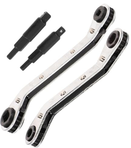 SHINEOFI Schnellratschenschlüssel Doppelkopf Für Klimaanlagenschlüssel Mit Bit Adapter Für Hlk-reparatur Und Wartung Von Kompressor-ventilen
