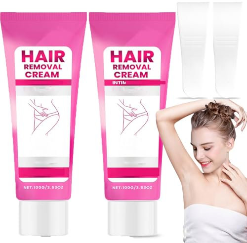 Haarentfernungscreme, Haarentfernungscreme für empfindliche Haut, sanfte und glatte Haut, beruhigendes Enthaarungsmittel für unerwünschten Körper und Gesicht. (2pcs)