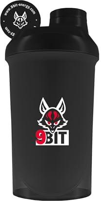 9BIT Shaker - 600 ml | Shaker con Tappo a Vite | Antigoccia | BPA/DEHP Free | Lavabile in lavastoviglie | Scala Graduata (black)
