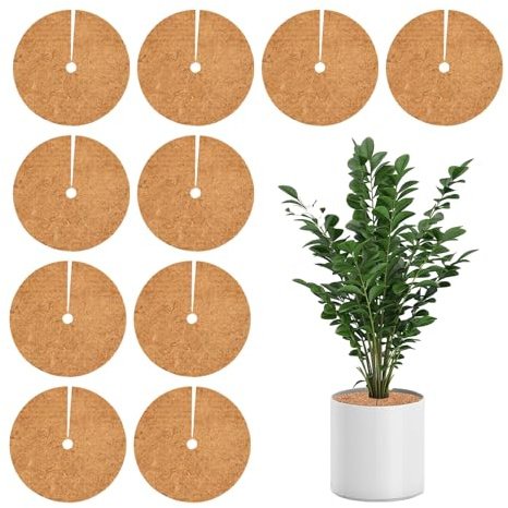 KEORHEZ Kokosmatte Winterschutz, 10 Stück 30cm Kokosmatte Pflanzenschutz, Kokosmatten für Pflanzen, Kokos Mulchscheibe Braun, für Pflanzenschutz, Kälteschutz, Frost, Schutz vor Nässe