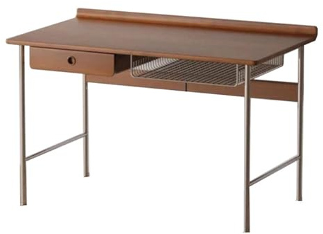 ZENGXJYCQINGJIANG Gaming Desk Vintage Wood Desk with Stainless Steel Frame, Compact Home Study Writing with Drawers and Storage Shelf(M)