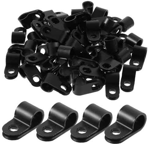 LIGIGWASH 100 pezzi Clip Fermacavi in Nylon R Tipo per Gestione Cavi Elettrici e Internet Morsetti per Cavi Fissaggio Vite per Uso Interno ed Esterno Casa e Giardino