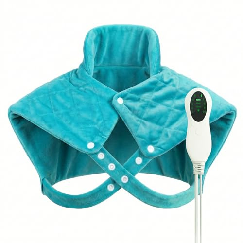 Neck and Shoulders Heat Pad, Fleece Heated Neck Wrap with 10 Heat Settings and 3 Timer Setting, Overheat Protection, Machine Washable Neck and Shoulder Warmer