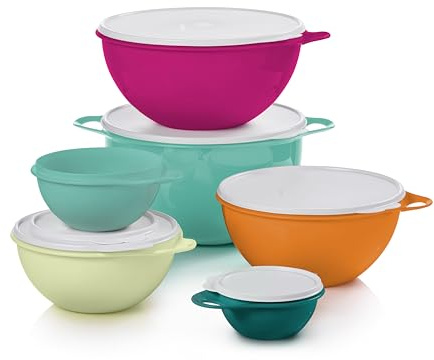 Tupperware Thatsa Bowl Collection 6 Bowl Food Storage Container Set in Fauna, Dishwasher Safe and BPA Free (6 Bowls, 6 lids)