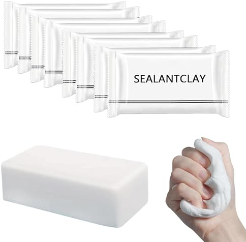 Waterproof Duct Seal Repair Sealing Clay White Moldable Silicone Putty, Quick Mending Mud for Pipe Connection, Wall Hole, Air Conditioning Holes (8)