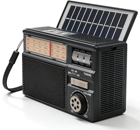 Transistor Radio Bluetooth, Poste Radio Portable, Transistor Radio FM Portable, Poste Radio Vintage avec Panneau Solaire Rechargeable pour Téléphone Decoration Chambre,Bureau