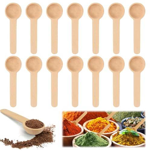 25 Pcs Mini Wooden Spoon,2.68x1Inch Small Bath Salt Spoon with Short Handle