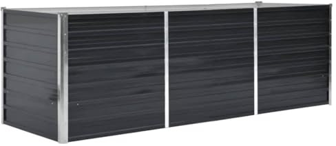Massbinet Hochbeet Metall Gartenbeet aus Verzinktem Stahl Pflanzbeet Wetterfest & Rostfrei Rechteckiges Gemüsebeet für Garten & Terrasse Anthrazit 240 x 80 x 77 cm