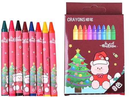 Buntstifte-Set | Weihnachten, 8-teilig, Kunstmaterialien – Malset für Kinder im Vorschulalter – für Klassenzimmer, Schule, Kindergarten, Reisen, Zuhause, Geburtstag, Urlaub und Zeichnung