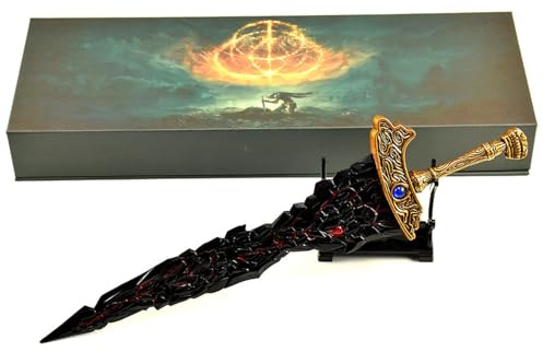 Housunzi Elden Rings Maliketh's Black Blade Modell 30 cm (11,8 Zoll) Komplett aus Metall mit Geschenkbox und Präsentationsständer Sammlerstück für Gamer – Schreibtischdeko für Gamer