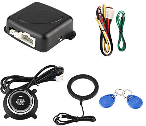 RASTKY Universelles Autoalarmsystem mit Motor-Start/Stopp-Taste, Diebstahlschutz, Ton- und Lichtwarnungen und Induktionsspule. Nahtlose Installation und Sicherheit