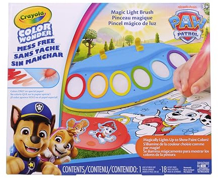 Crayola Paw Patrol Color Wonder Pinceau Magique Lumineux, Kit Peinture sans Tache pour Enfants, 6 Couleurs et 18 Pages, Cadeau des 3 Ans