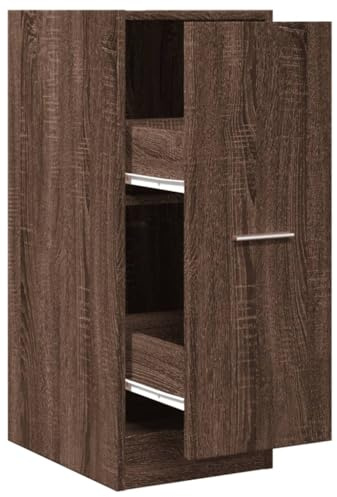 KPWENFBSL Armoire à pharmacie marron aspect chêne 30 x 41 x 77,5 cm | Armoire de niche compacte avec tiroir et tiroirs pour cuisine, salle de bain ou bureau pour une organisation facile.