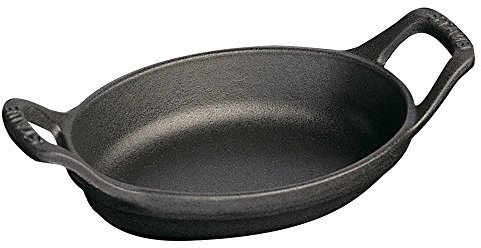 STAUB Ovale Mini-Auflaufform aus Gusseisen, 14 x 9,7 cm, schwarz matt