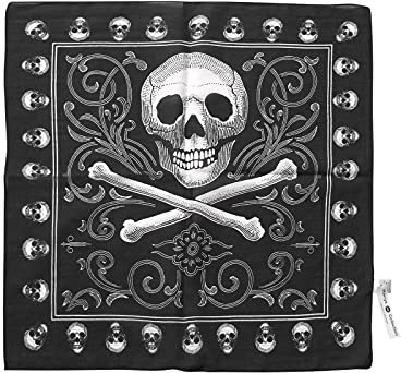 Harrys-Collection Unisex Bandana Bindetuch 100% Baumwolle (1 er 6 er oder 12 er Pack), Farbe:Totenkopf
