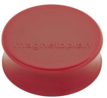 magnetoplan Ergo-Magnete, Large | ØxH 34x12,5mm | 10 Stück, rot | Extreme Haftkraft von 2,0kg | Für Kühlschrank, Whiteboard, Magnettafel