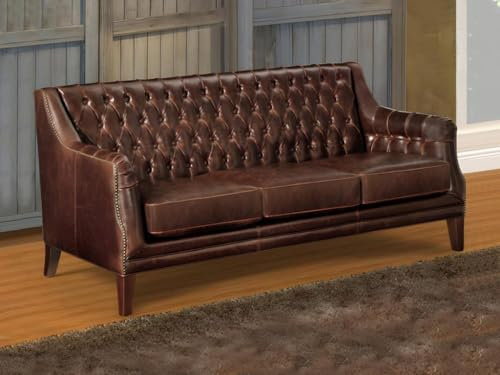 Vente-unique-Ledersofa 3-Sitzer - Braun - Colbert