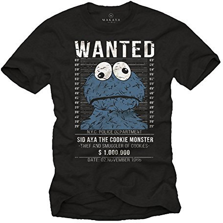 Vintage Cookie Monster T-Shirt - Kekse - schwarz XL