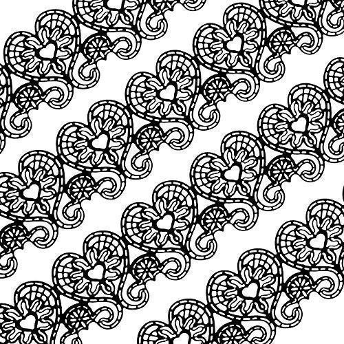 20tlg Große gebrauchsfertige Spitze Tortenband essbar Spitzenbordüre Pfau und Rose schwarz